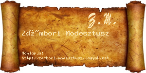 Zámbori Modesztusz névjegykártya